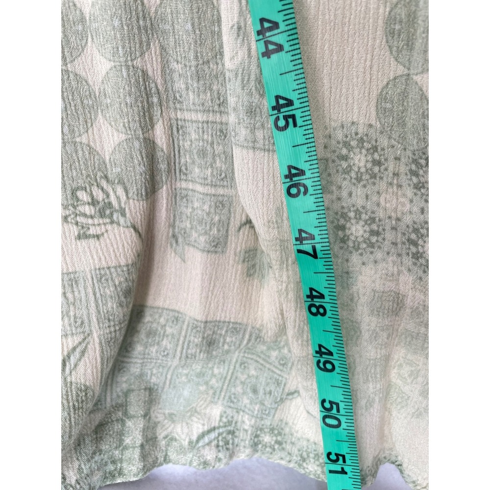 Wonderly Maxi Dress Womens Medium Green Patchwork Smocked Off Shoulder Ruffle - Picture 6 of 9